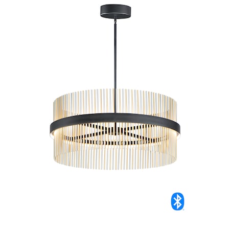 Et2 Chimes 2-Light 33.75" Wide Black/Satin Nickel/Satin Brss Pendant Light E34207-BKSNSBR